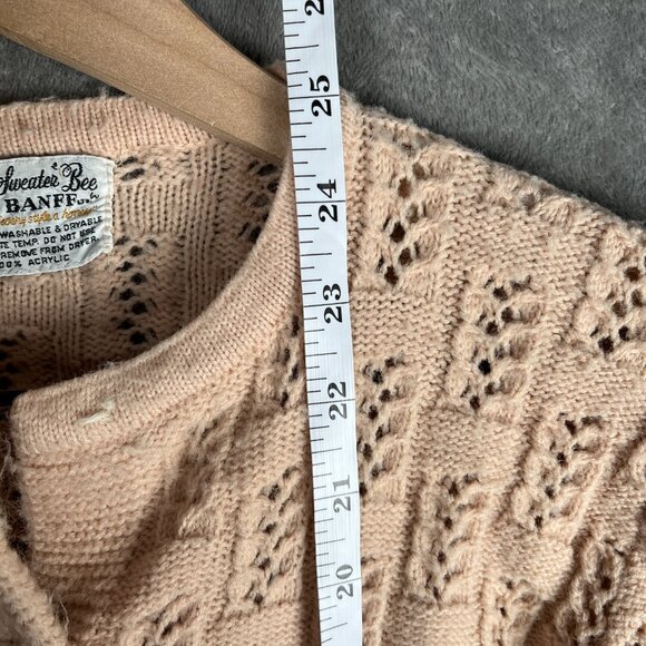 Vintage Sweater Bee Cardigan Women's M Casual Knit Granny Cottagecore Old Money - Picture 6 of 8